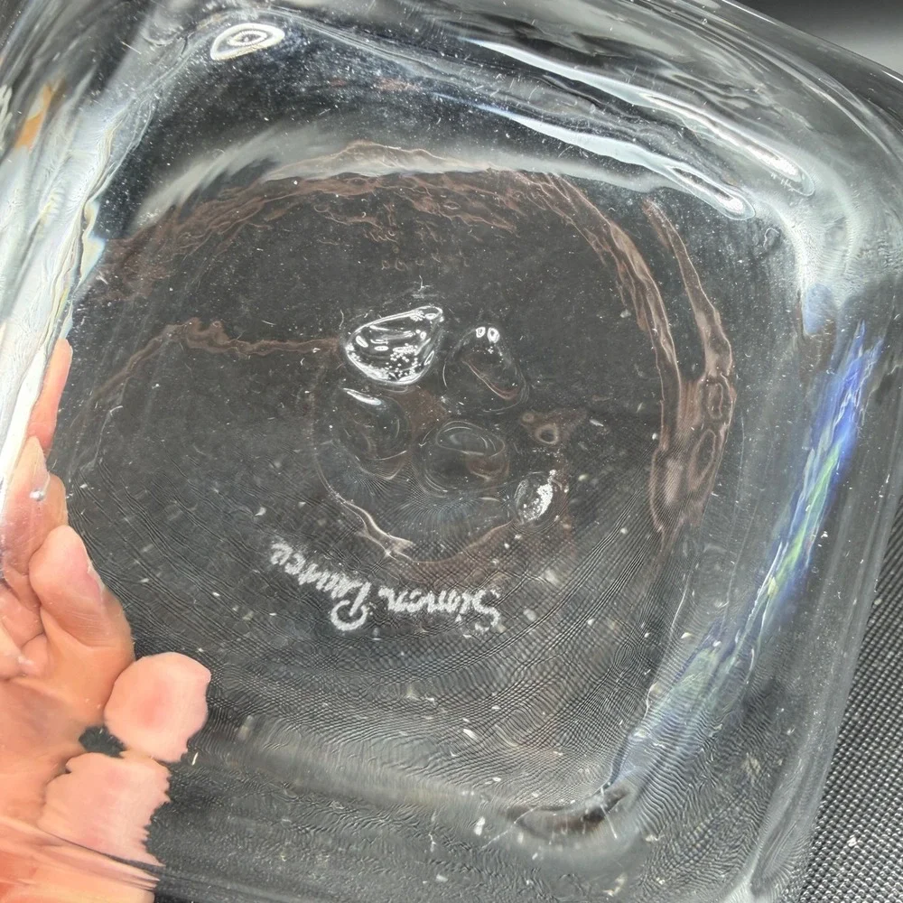 Simon Pearce Woodbury Glass Bowl Clear Hand Blown Signed Crystal Dish‎ Bowl VTG